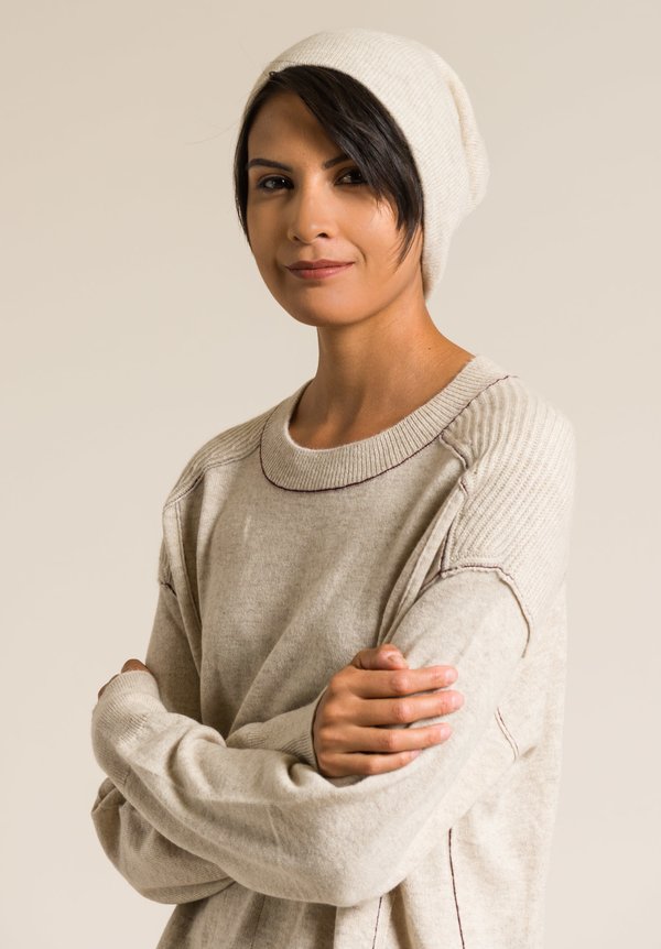 Paychi Guh Cashmere Slouchy Beanie in Oatmeal