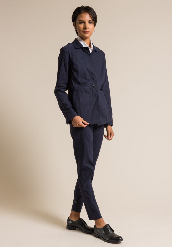 Peter O Mahler Stretch Linen Placket Jacket in Navy