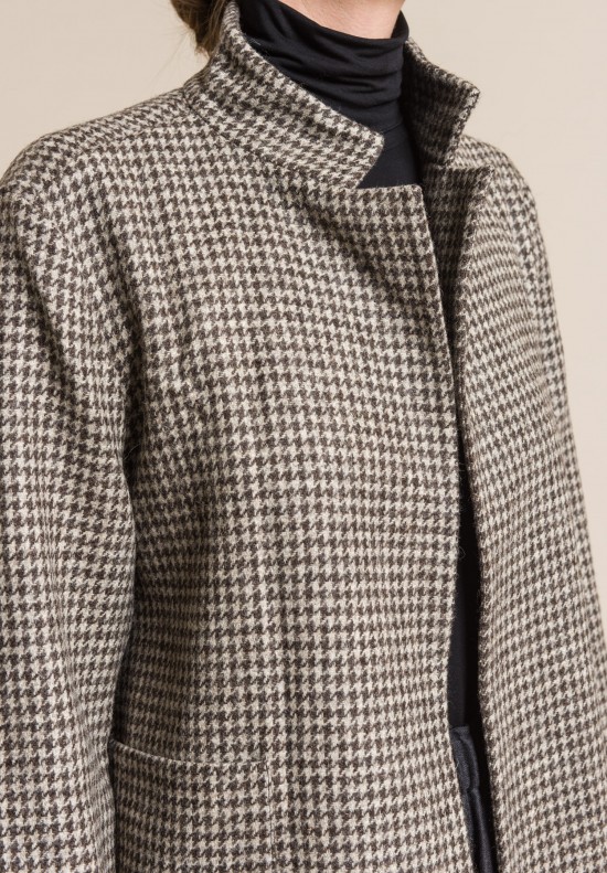 Daniela Gregis Wool Houndstooth Print Jacket in Light Natural | Santa ...