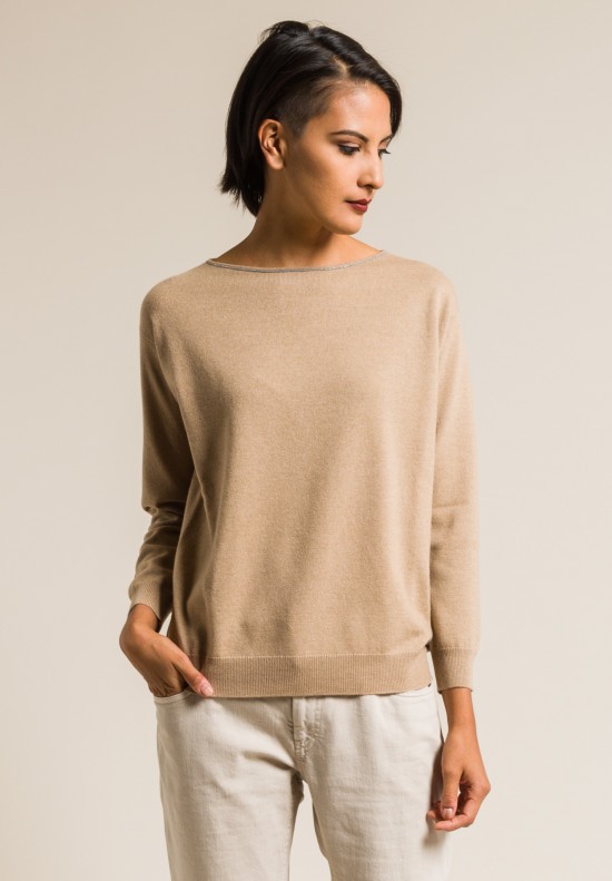 Brunello Cucinelli Cashmere Relaxed Sweater in Honey