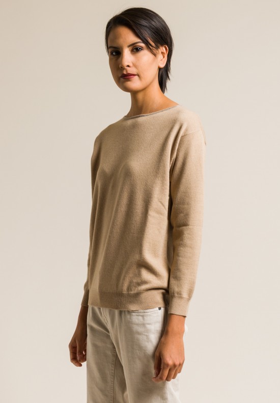 Brunello Cucinelli Cashmere Relaxed Sweater in Honey