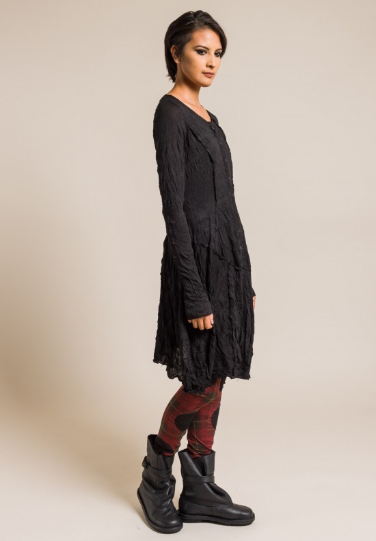 Rundholz Black Label Crinkled Button-Down Tunic in Black