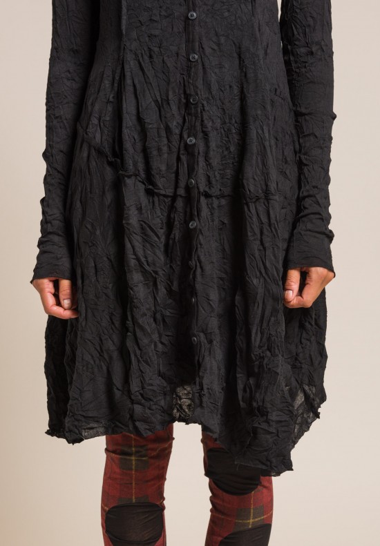 Rundholz Black Label Crinkled Button-Down Tunic in Black | Santa Fe Dry ...