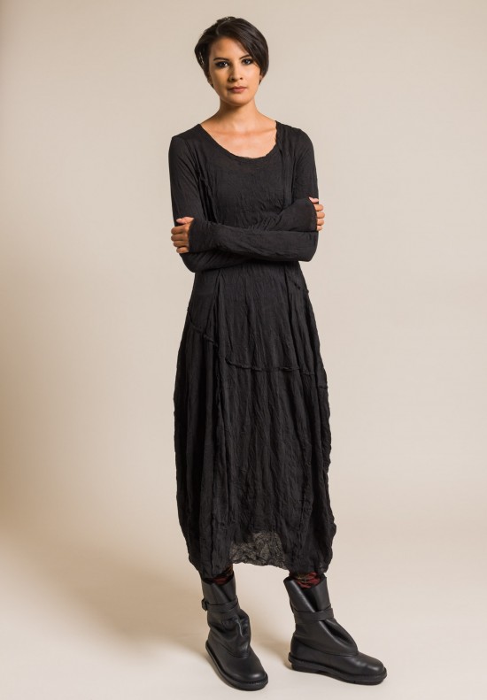 Rundholz Black Label Crinkled Long Sleeve Dress in Black