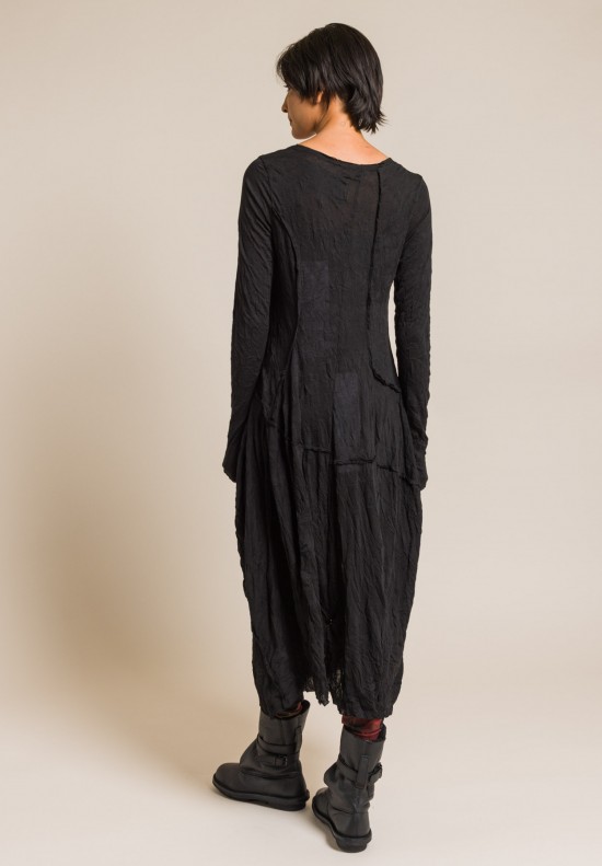 Rundholz Black Label Crinkled Long Sleeve Dress in Black