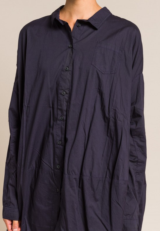 Rundholz Black Label Cotton Oversize Shirt Tunic in Blue
