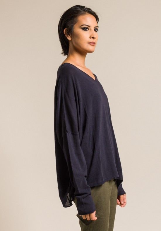 Rundholz Black Label Cotton Oversized Knitted Top in Blue