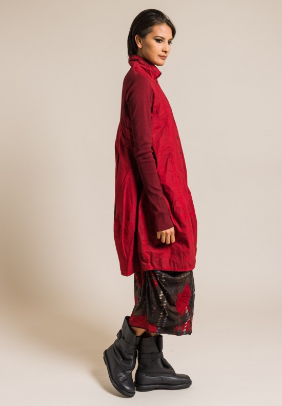 Rundholz Black Label Cotton Button-Down Tunic in Red