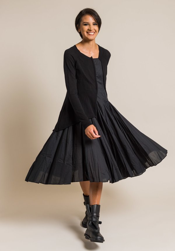 Rundholz Black Label Cotton Mock Cardigan Dress in Black