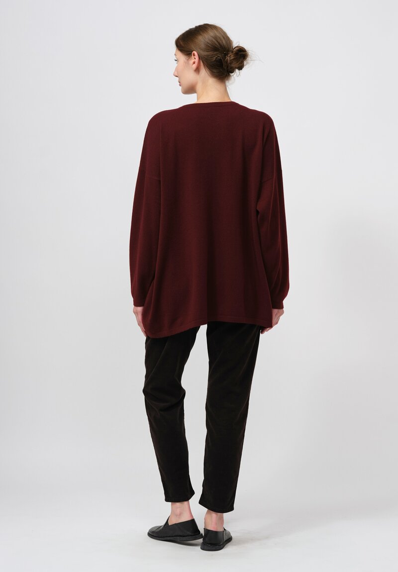 Hania New York Cashmere Long Crewneck Sasha Sweater in Port Brown	