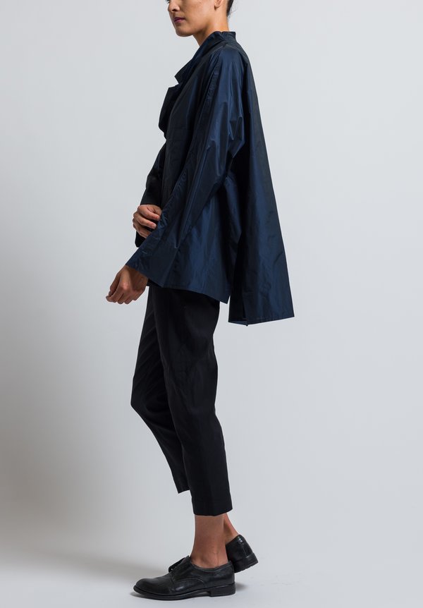 Peter O. Mahler Oversized Button-Down Crash Shirt in Navy