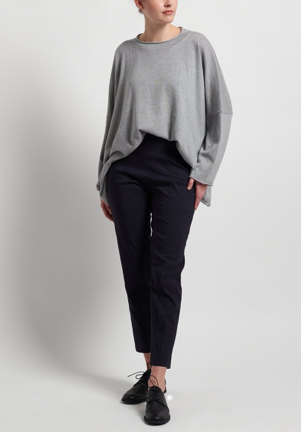 Peter O. Mahler Fitted Stretch Linen Cropped Seam Pants in Navy