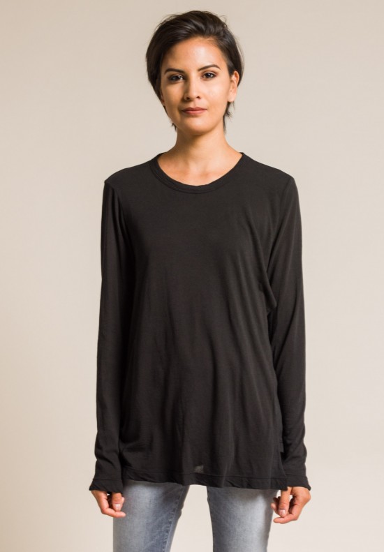 Wilt Long Sleeve Crossover Front Layer Tee in Black
