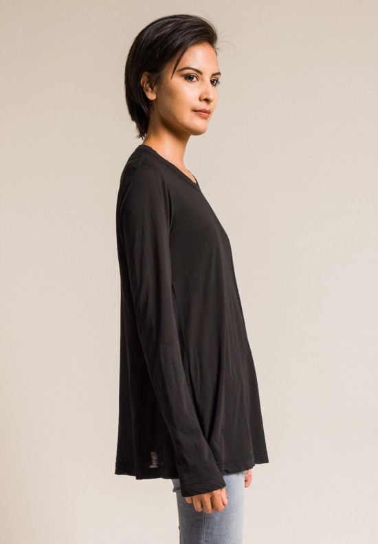 Wilt Long Sleeve Crossover Front Layer Tee in Black