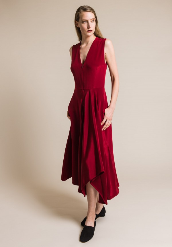 Zero + Maria Cornejo Silk Wave Dress in Crimson