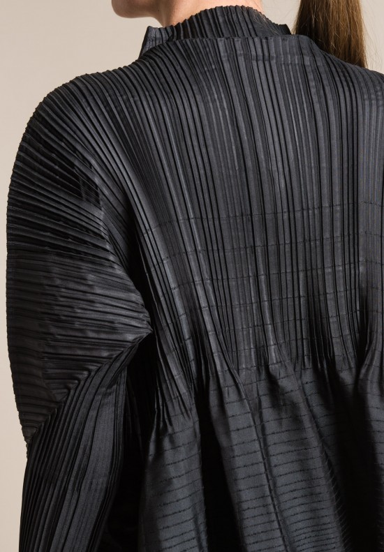 Issey Miyake Pleated A-Line Jacket in Black