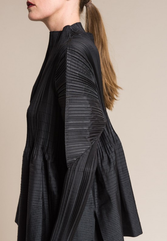 Issey Miyake Pleated A-Line Jacket in Black