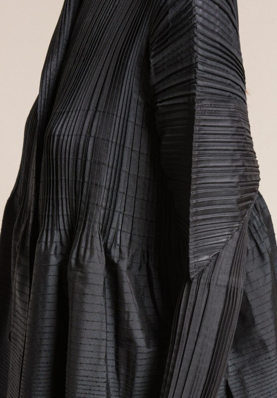 Issey Miyake Pleated A-Line Jacket in Black