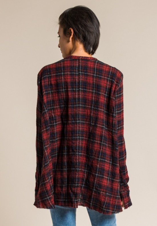 Greg Lauren Wool Lodge Christian Studio Shirt in Red/Black | Santa