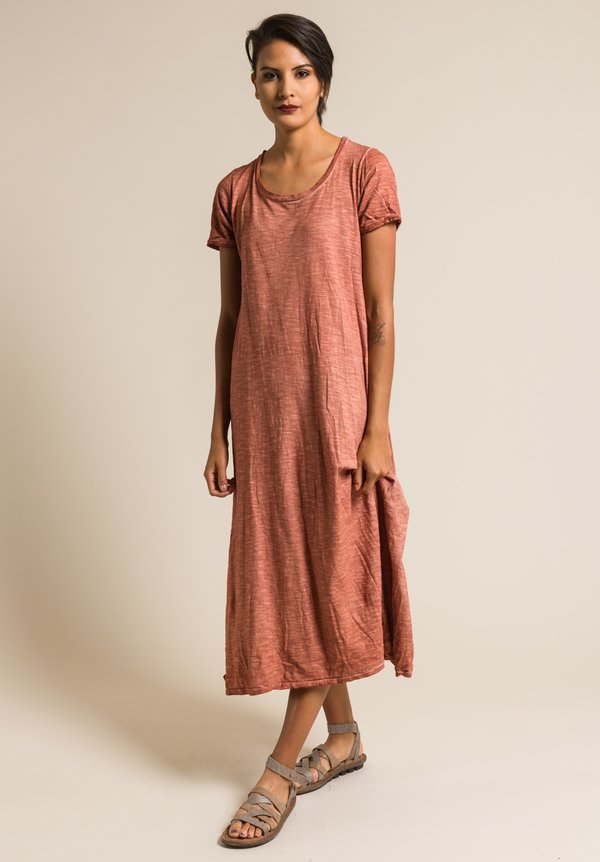 Gilda Midani Solid Dyed Short Sleeve Monoprix Dress in Cognac