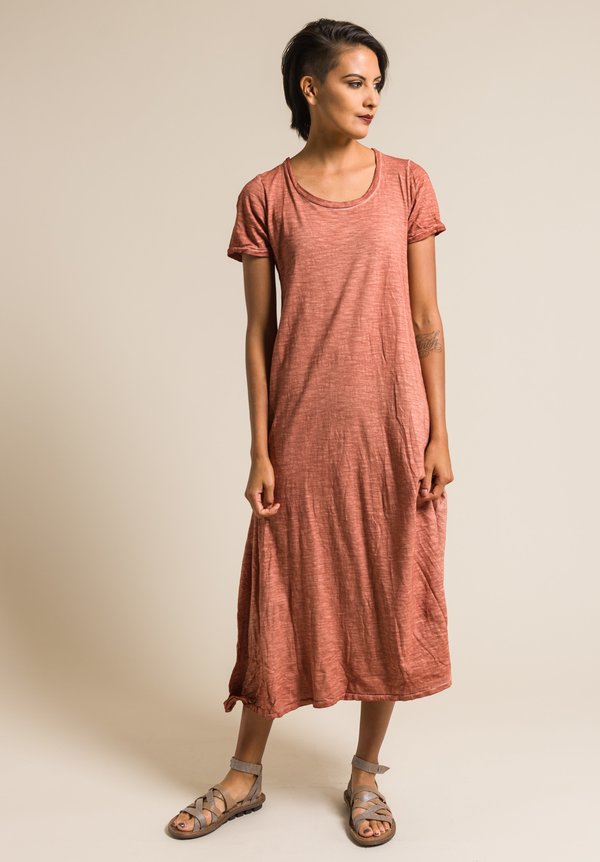 Gilda Midani Solid Dyed Short Sleeve Monoprix Dress in Cognac