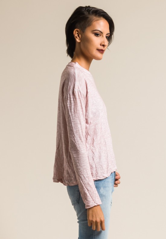 Gilda Midani Solid Dyed Long Sleeve Straight Trapeze Tee in Pale Pink