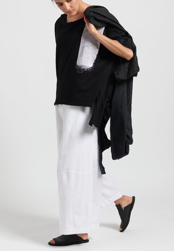 Gilda Midani Pattern Dyed Short Sleeve Super Tee in White & Black Brush	