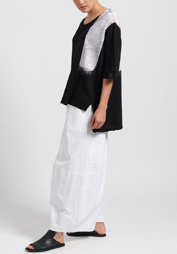 Gilda Midani Pattern Dyed Short Sleeve Super Tee in White & Black Brush	