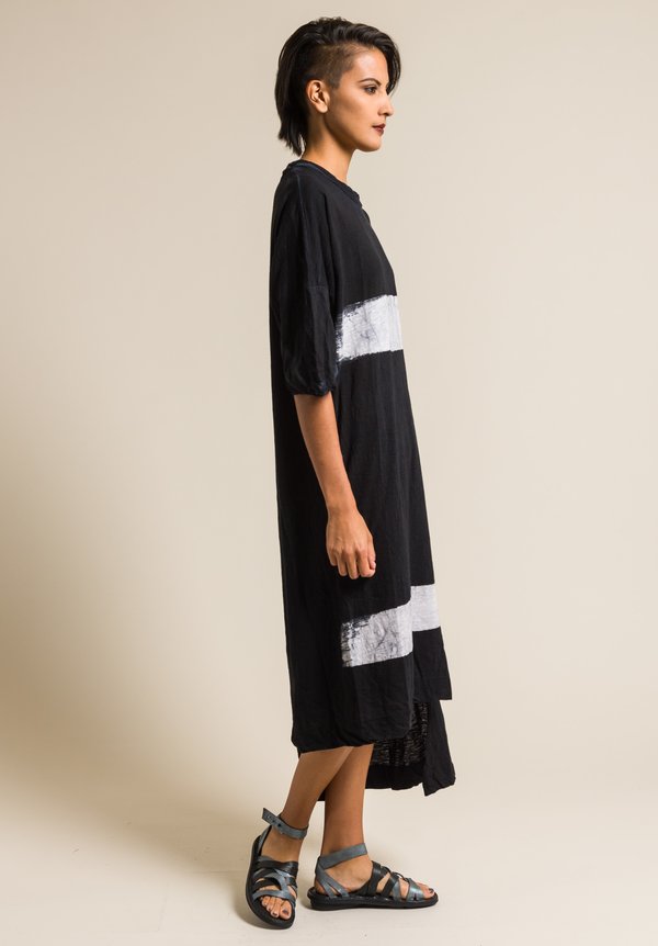Gilda Midani Pattern Dyed Long Super Dress in Brush White & Black
