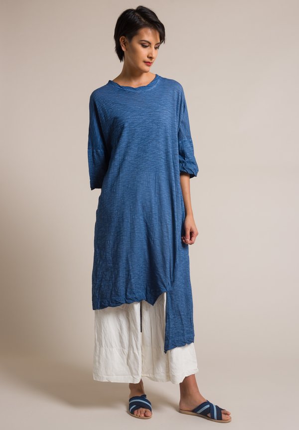 Gilda Midani Solid Dyed Long Cotton Super Dress in Deep Blue