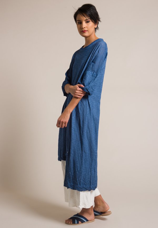 Gilda Midani Solid Dyed Long Cotton Super Dress in Deep Blue