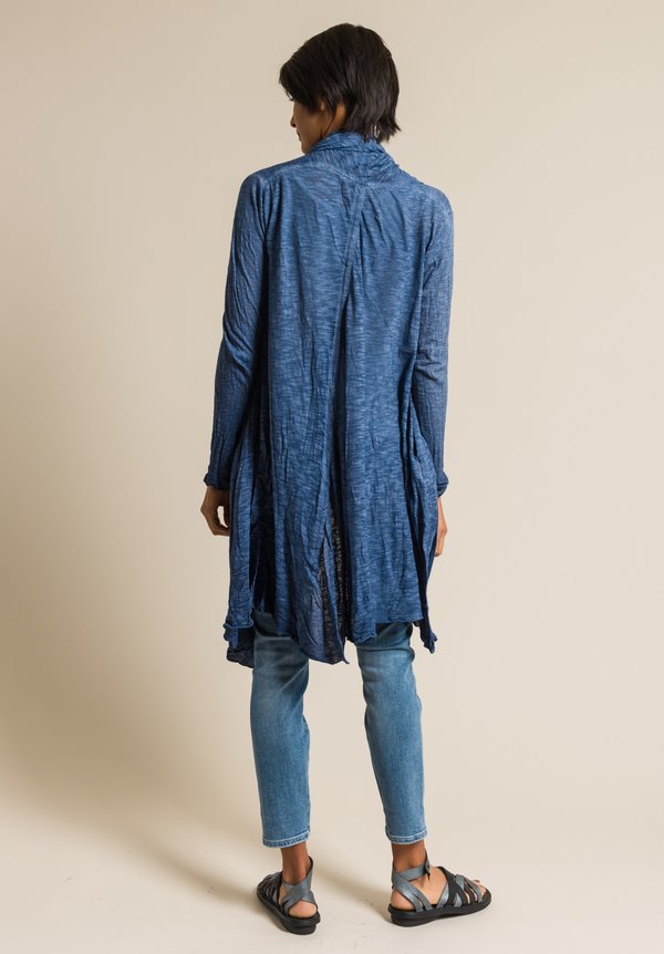 Gilda Midani Solid Dyed Long Karan Cardigan in Deep Blue