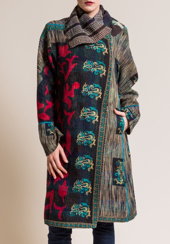 Mieko Mintz Vintage Cotton 4-Layer A-Line Coat in Black/Red | Santa Fe ...