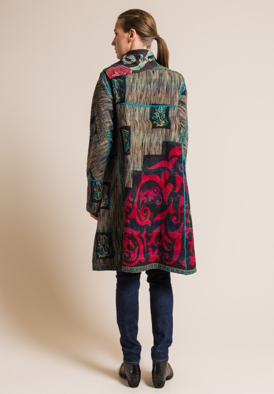 Mieko Mintz Vintage Cotton 4-Layer A-Line Coat in Black/Red | Santa Fe ...