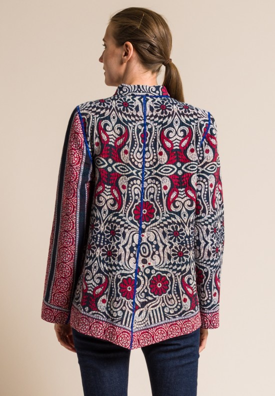 Mieko Mintz 4-Layer Vintage Cotton Simple Jacket in Grey/Red