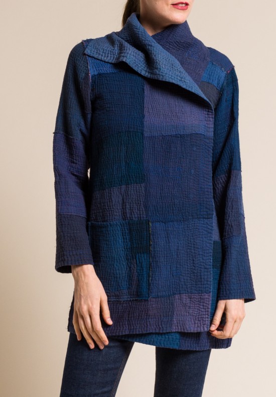 Mieko Mintz 4-Layer Frayed Patch Pocket Jacket in Indigo