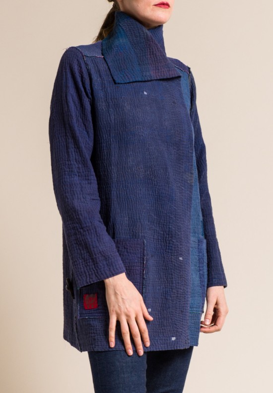 Mieko Mintz 4-Layer Frayed Patch Pocket Jacket in Indigo