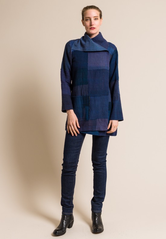 Mieko Mintz 4-Layer Frayed Patch Pocket Jacket in Indigo