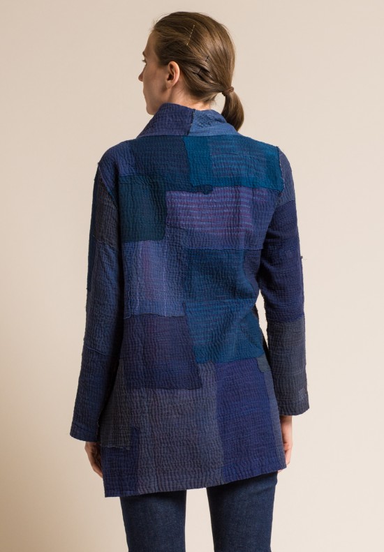 Mieko Mintz 4-Layer Frayed Patch Pocket Jacket in Indigo