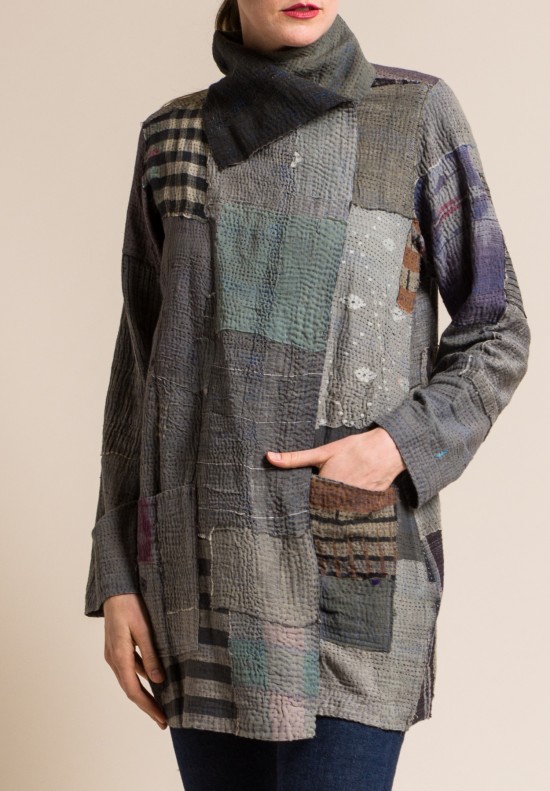 Mieko Mintz 2-Layer Frayed Patch Pocket Jacket in Grey