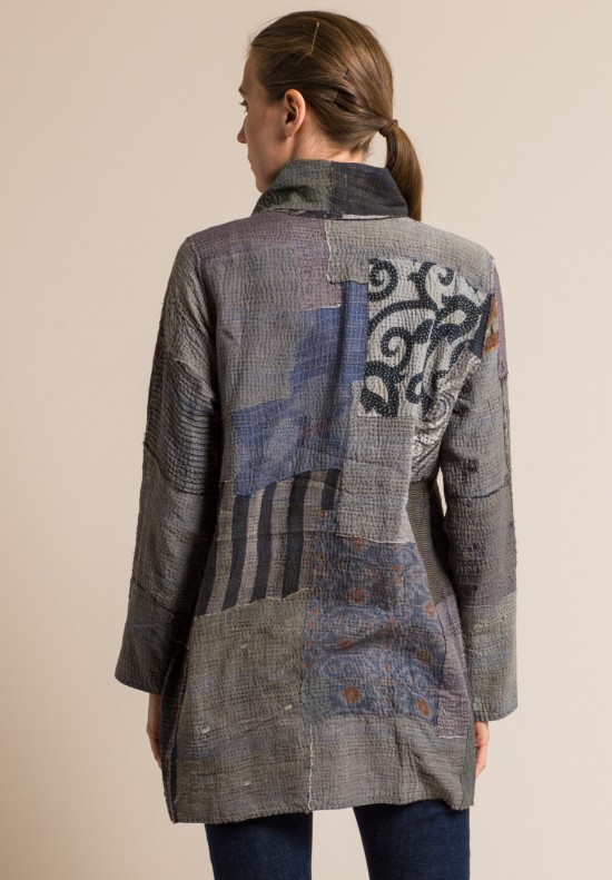 Mieko Mintz 2-Layer Frayed Patch Pocket Jacket in Grey