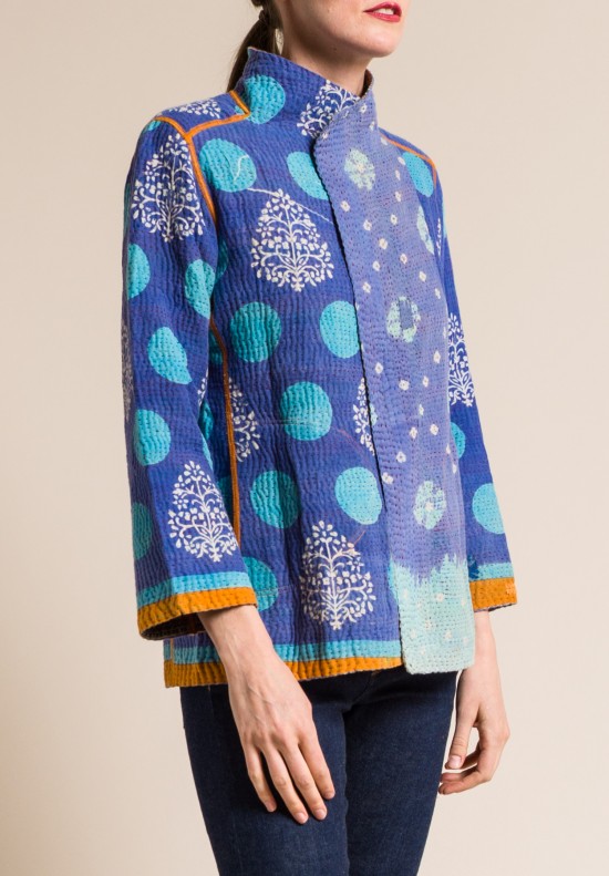 Mieko Mintz 4-Layer Vintage Cotton Short Jacket in Lavender/Turquoise