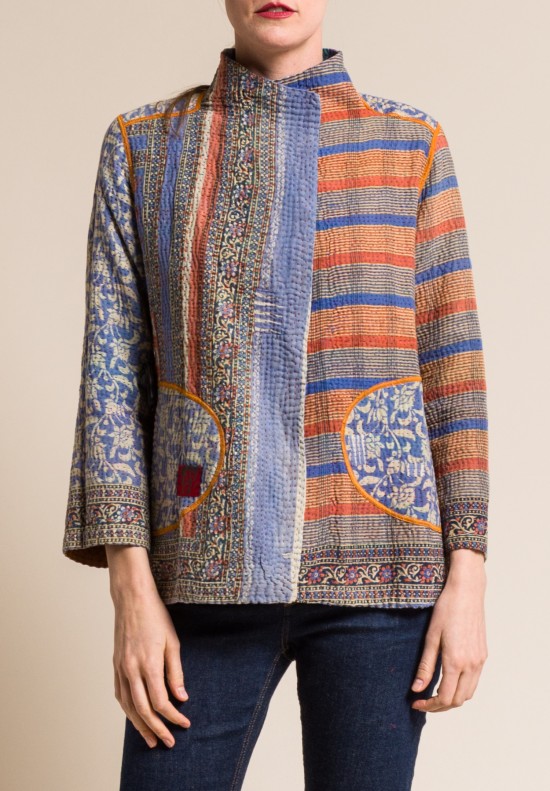 Mieko Mintz 4-Layer Vintage Cotton Short Jacket in Lavender/Turquoise ...