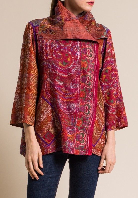 Mieko Mintz 2-Layer Vintage Silk Flare Jacket in Rust/Mocha | Santa Fe ...