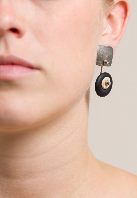 Holly Masterson Small Black Onyx & Shell Disks Earrings