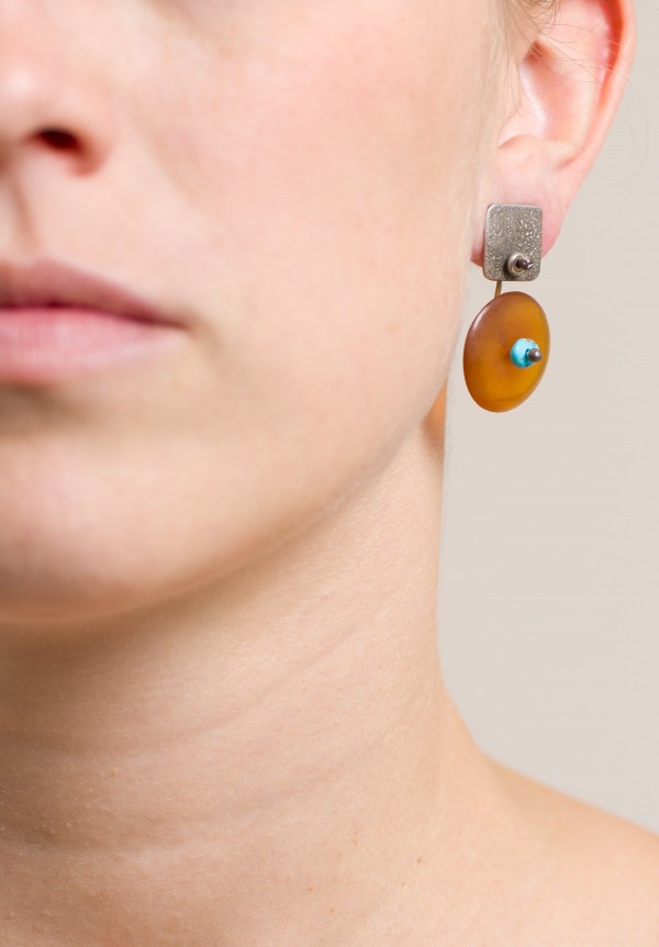 Holly Masterson Horn Disks & Tiny Turquoise Bead Earrings