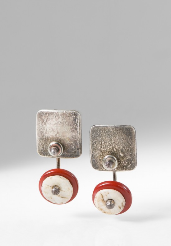 Holly Masterson Small Red Jasper & Shell Disk Earrings