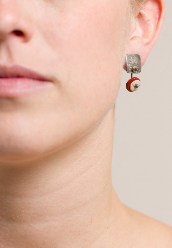 Holly Masterson Small Red Jasper & Shell Disk Earrings