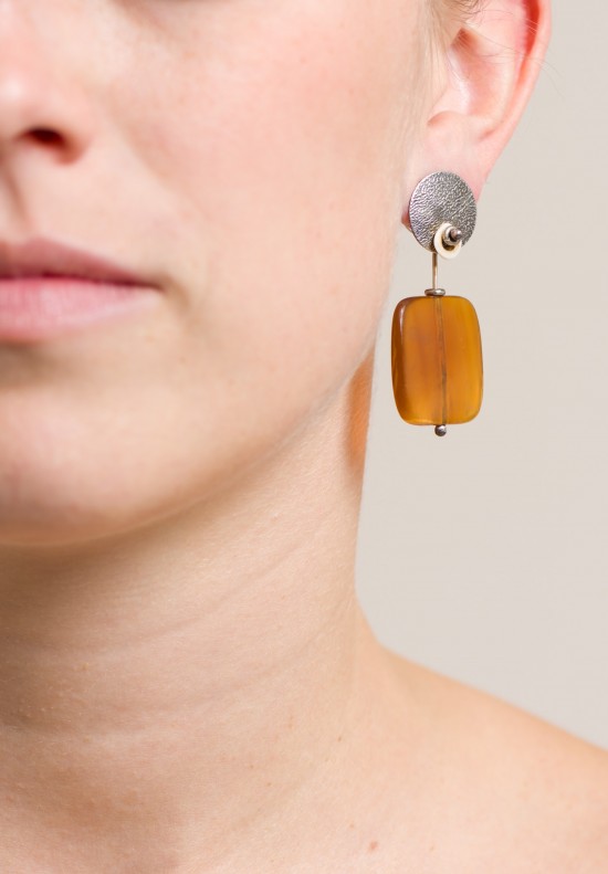 Holly Masterson Old Tibetan Amber Slabs & Shell Earrings