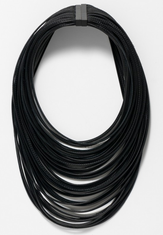 Monies Large Ebony and Leather Multi-Strand Necklace	